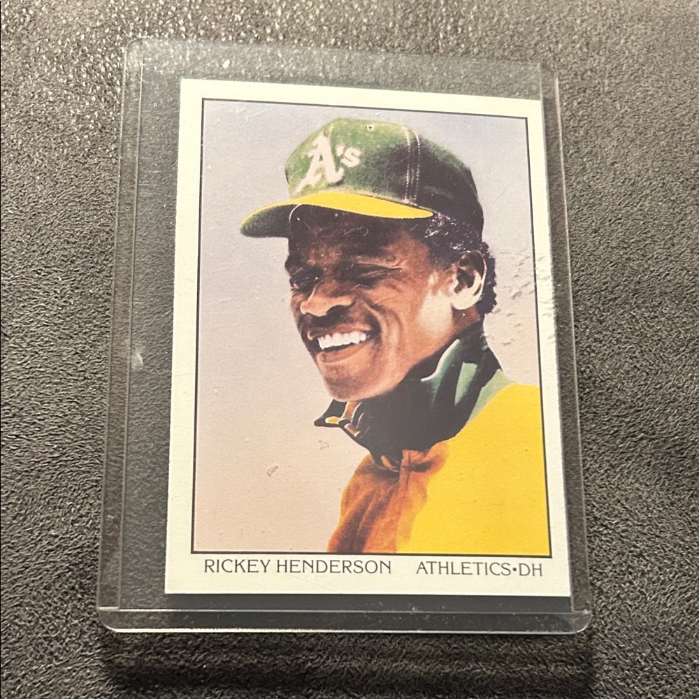 Rickey Henderson Oakland Athletics Green & Yellow Baseball Card